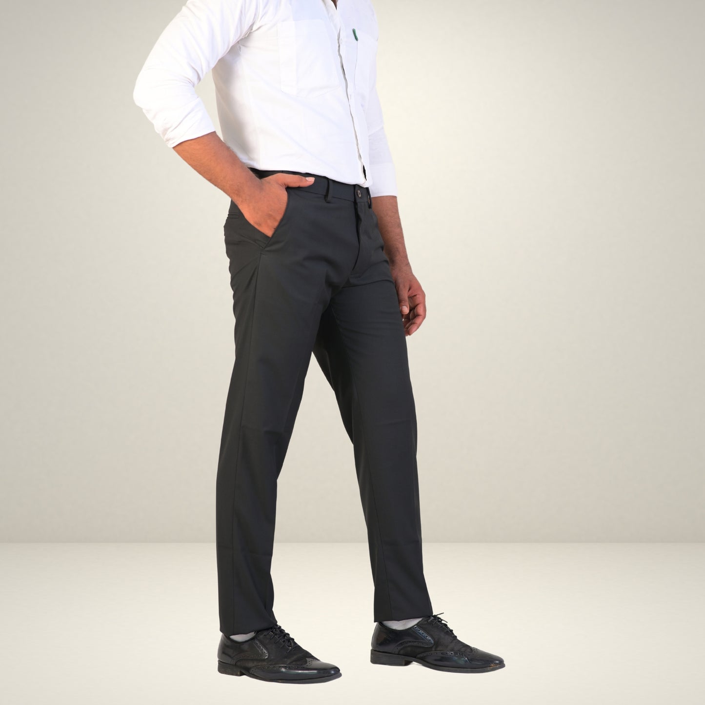 Men's Black Formal Flexi Waist Pants |