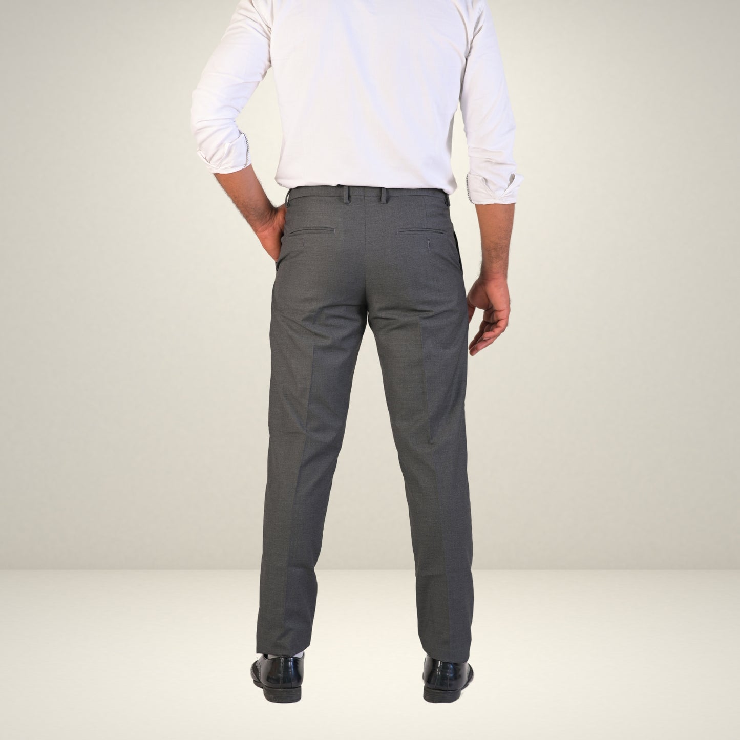 Men's Grey Formal Flexi Waist Pants