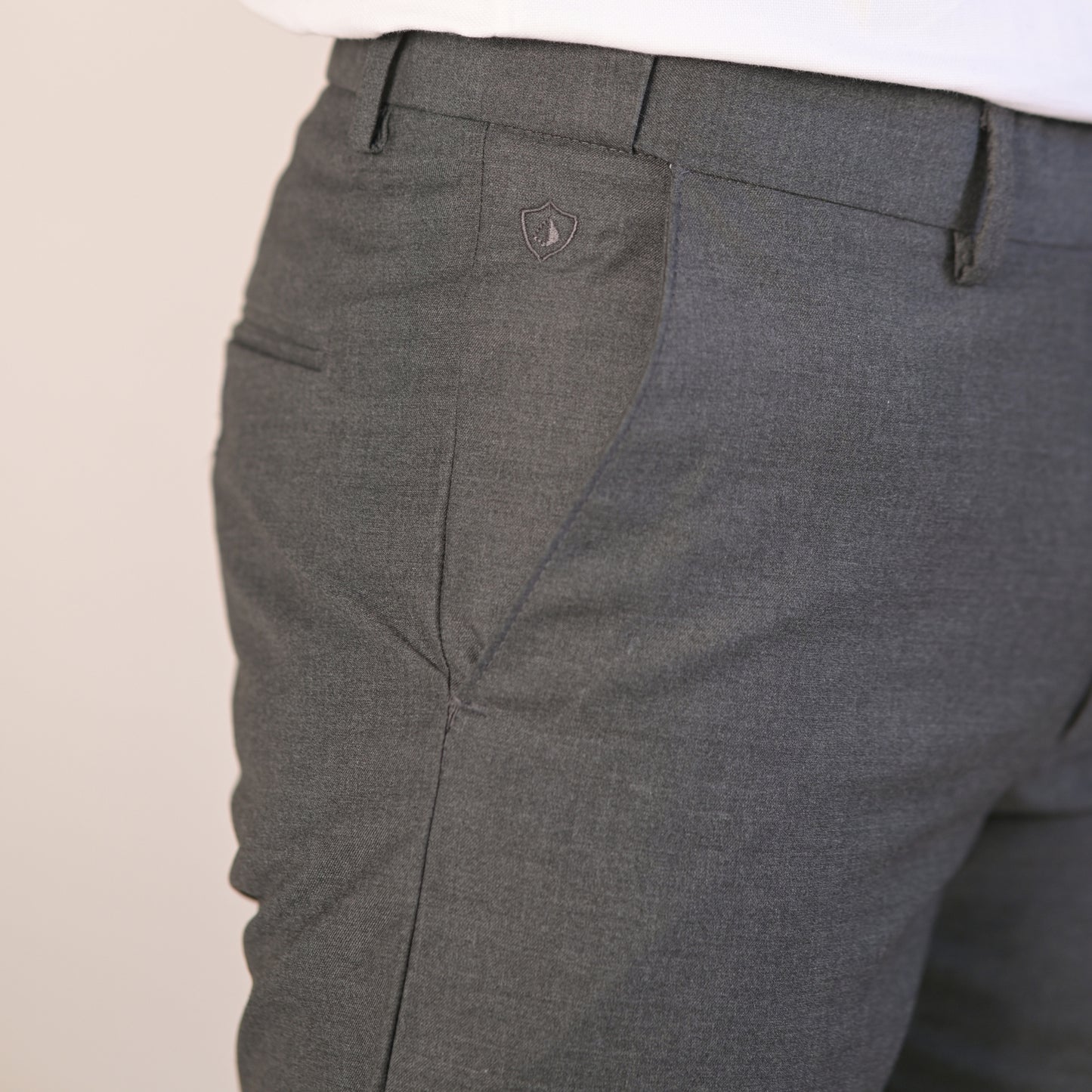 Men's Grey Formal Flexi Waist Pants