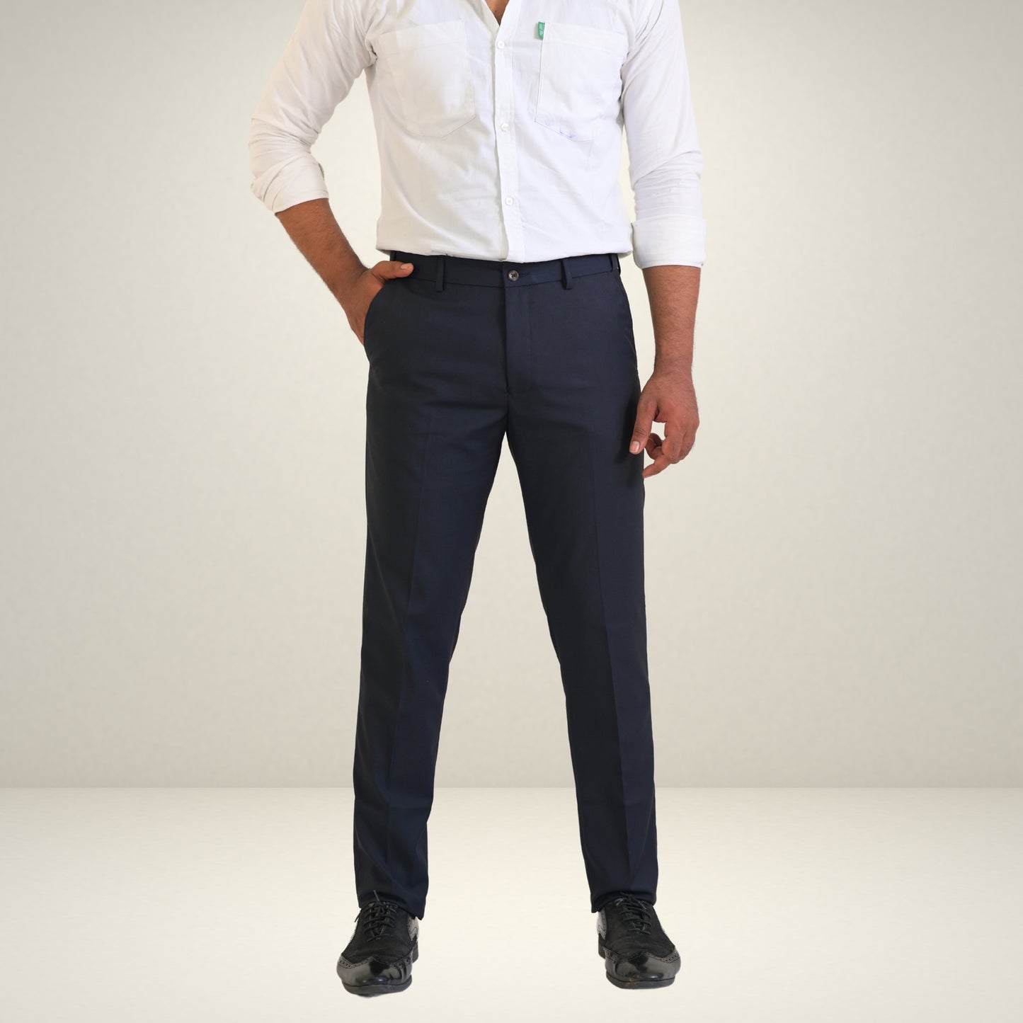 Men's Blue Formal Flexi Waist Pants