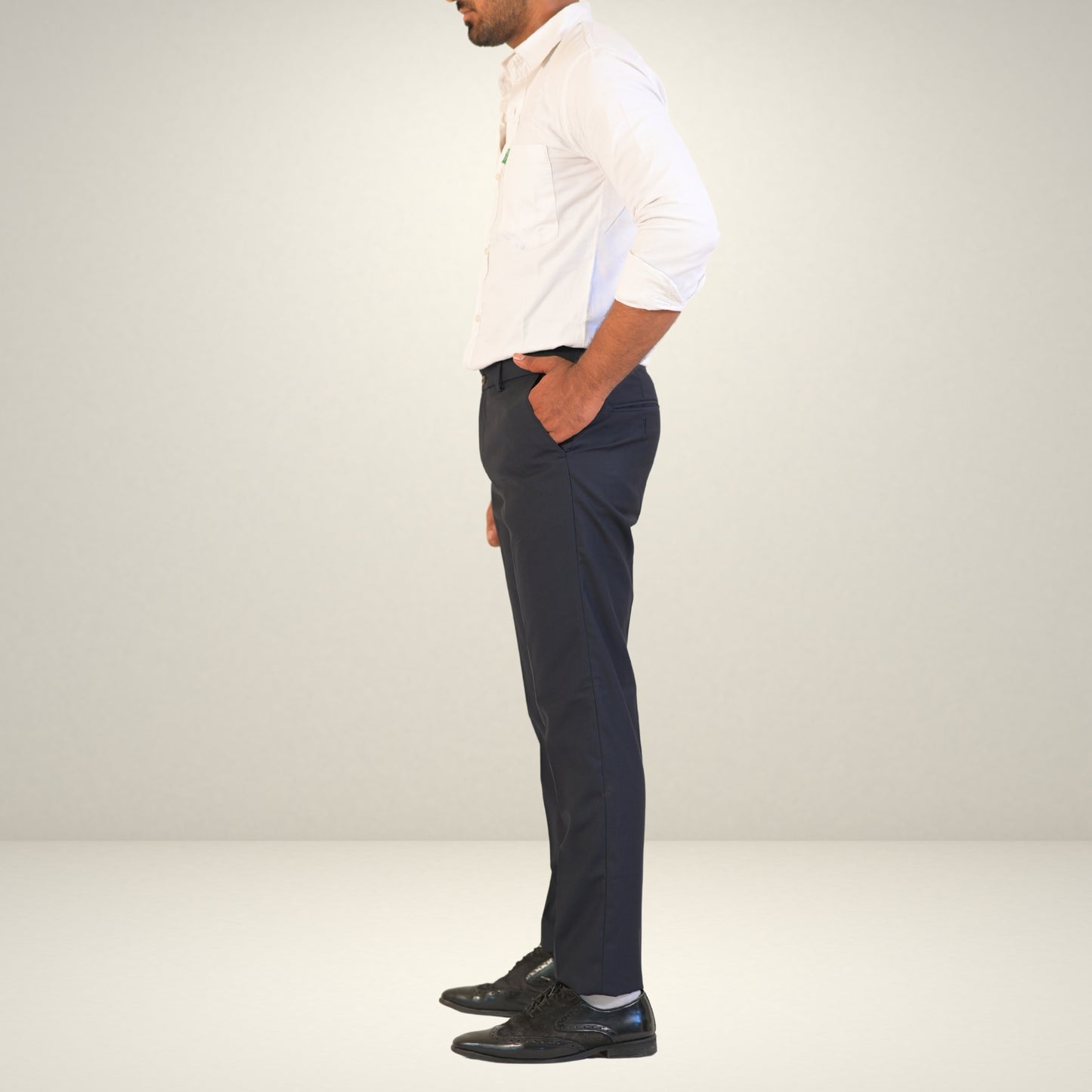 Men's Blue Formal Flexi Waist Pants