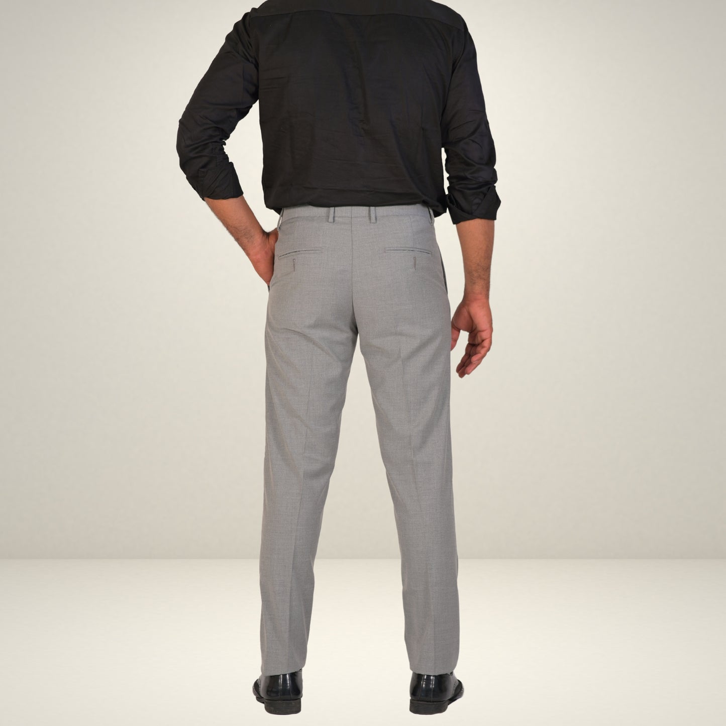 Men's Light Grey Formal Flexi Waist Pants
