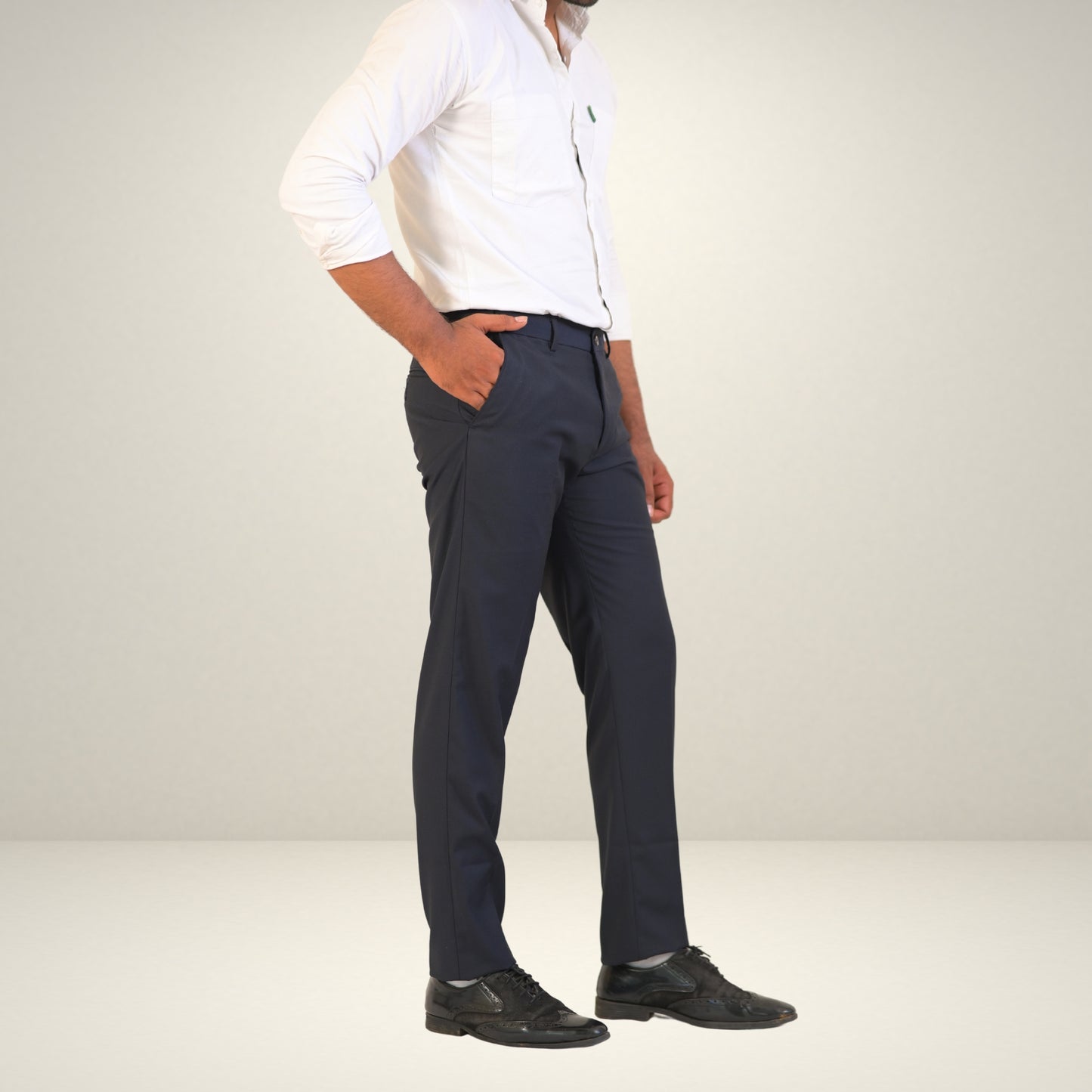Men's Blue Formal Flexi Waist Pants