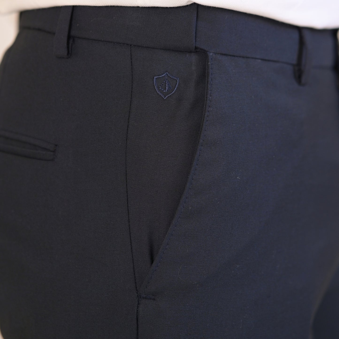 Men's Blue Formal Flexi Waist Pants