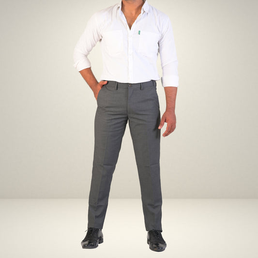 Men's Grey Formal Flexi Waist Pants